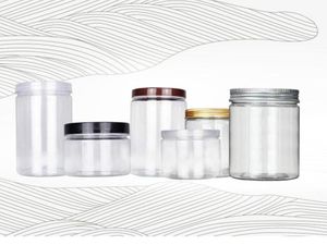 250ml 350ml Transparent Small Plastic PET Jars With Aluminum Lid Clear Empty Cosmetic Sample Jar With Lid In stock13053553