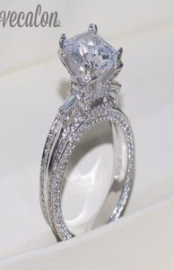 Женщины Большое ювелирное кольцо кольцо принцесса разрезание 10 -е Циркон Стоун 300pcs CZ 925 Серебряное серебряное обручальное обручальное обручальные кольца подарок 6336052
