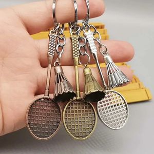 20st Metal Badminton Keychain Gift Mini Craft Badminton Keyring Cartoon Badminton Pendant 240430