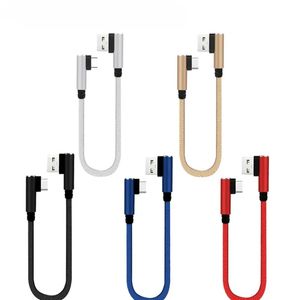 25 cm USB para digite C Micro USB Cabo de carregamento curto cotovelo de 90 graus USB C Micro Cable 2.4A Cabo de carregamento rápido para Samsung Huawei