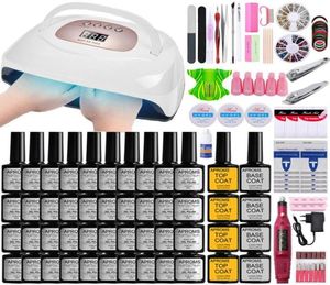 Nagelkonst sats manikyr set kit gel polska elektriska borr bärbara uv led lampor torktumlare övning8500570