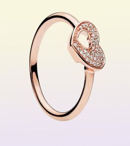 Anel fofo em forma de coração para 925 prata em forma de ouro rosa em forma de coração tendência de moda Sterling Silver Ring Presente Feminino6942851