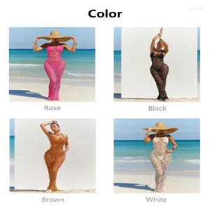 Рабочие платья Ladies Beach Sexy Sexy Summer Set Set Set Color вязаное сетчатое платье без спинки бикини костюм