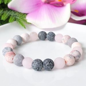 MG1107 Matted Pink Zebra Jasper Crystal Diffuser Bracelet Essential Oil Anxiety Bracelet Lava Bead Energy Bracelet Aromatherapy He9633146