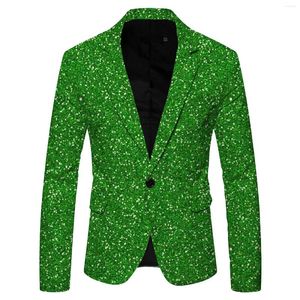 Men's Suits Printing Sequin Suit Jacket Evening Nightclub Formal Blazers Male Single Breasted Long-Sleeved Coat Wedding