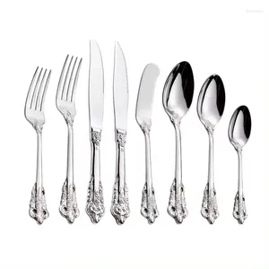 Servis uppsättningar Barock Royal Vintage Silverware Stainless Steel Flatware Luxury Wedding Cotsery Set