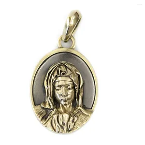 Colares pendentes Linsion Solid Brass Detalhes Virgem Mary Charms Jóias de crença BR441