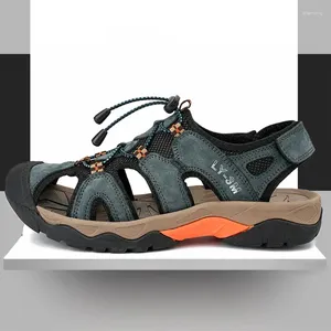 Casual Shoes Summer äkta läder herr sandaler snabb torr strand för kvinnor andas lyxdesigner utomhus mens sneakers