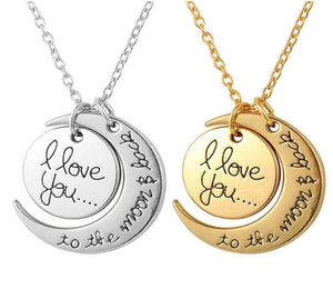 Fashion Necklace Moon Necklace I Love You To The Moon And Back For Mom Sister Family Pendant Link Chain3029008