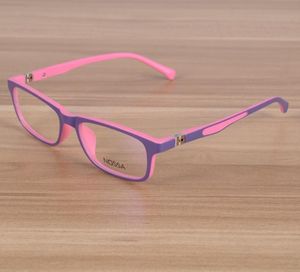 Barnglasögon barn flexibel TR90 Vanliga glasögon Frame Optiska receptbelagda glasögonramar flickor pojkar rosa lapptäcksglas5456204