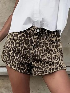 Women's Shorts Retro Leopard Print Women Fashion Dropped Zippers Pocket Button Female Pants 2024 Summer Street Lady High Streetwear