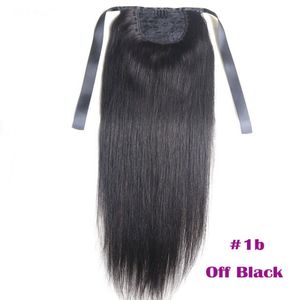 Extensões de rabo de cavalo kinky straight for women 100g cor 1b Natural Black 100 Remy Human Hair Railtail Extensions 60g 16quot 401650238
