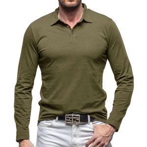 Outdoor Langarmiertes T-Shirt für Herbst- und Winter-Herren-neue Pure-Baumwoll-Polo-Hemd mit Polokragen