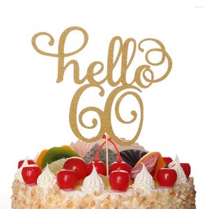 Forniture per feste Gold Glitter Hello 21/30/40/50/60 Cake Topper Birthday Birthday Anniversary Decoration