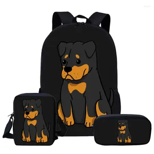 Schulbeutel Rottweiler 3PCS Jungen Sets Kinder Umhängetasche für Mädchen Bookbag Student Rucksack Stifte