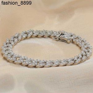 Iced Out VVS Moissanite Cuban Chain Armband 8mm White Gold Plated Silver925 Hiphop Cuban Chain Link Women Men Armband
