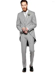 Men's Suits 3 Piece Tailcoat Suit One Button Formal Dinner Swallow-Tailed Coat Tux