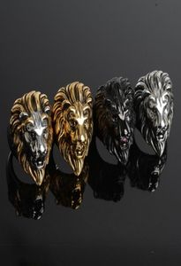 2020 Gold Silver Color Lion 039S Head Men Hip Hop Rings Moda Punk Animal Shape Ring Male Hiphop Jewelry Gifts2575697
