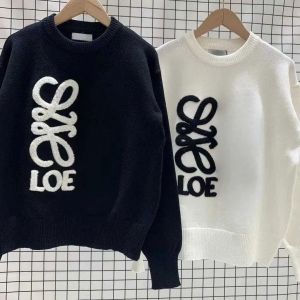Designer Sweatshirt Frauen trendy runder Hals Schwarz -Weiß -geprägter Buchstaben neuer Pullover locker und dünn