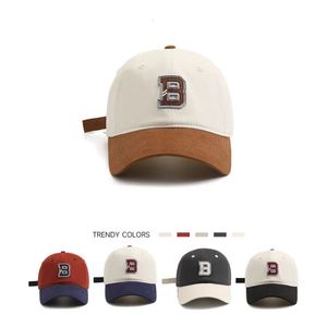 Koreansk stil färgmatchning ord b broderi kvinnor baseball cap sommar ventilation stora huvudet omkrets män visir skalle cap 240423