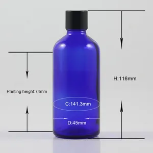 Storage Bottles High Quality 100ml Glass Blue Bottle With Black Aluminium Stopper For Sale Well