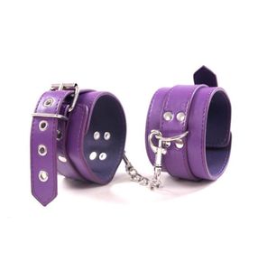 Neues glänzendes Leder 7pc Verbandsetwerkzeug -Halt Spielzeug Purple Slave Shackle R455519713