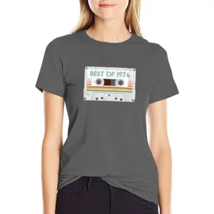 Women's Polos 50th Birthday Of 1974 Cassette Tape Vintage For Gift T-Shirt Tops Women Tight Shirts