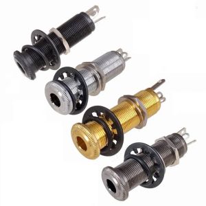 Accessories Electric Guitar Bass Parts 6.35mm Stereo Output Input 1/4 Inch Jack Socket Plug Brass Straight Ribbed Tube Style Jack Antinoisy