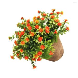 Dekorativa blommor konstgjorda utomhusväxter mini falska faux potten bondgård krukut balkong kontor badrum plantage