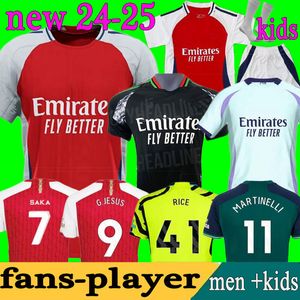 24 25 Maglie da calcio di Saka Arsen Rice Smith Smith Rowe G.Jesus Saliba Fan Player Versione Odegaard Havertz 2024 2025 J.Timber Football Kit Shirt Men Boys Boys Set Uniform 16-4xl