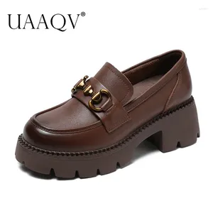 Casual Shoes UAAQV Platform Penny Loafers Kvinnor äkta ko läder runda tå 2024 slip på chunky sula damer handgjorda