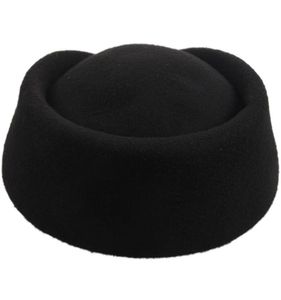 Elegancka wełna filcowa stewardess stewardess Air Hostesses Beret Hat Party Base Cap Beret4497790