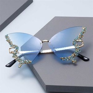 Дизайнерские солнцезащитные очки Новые алмазные бриллианты в форме бабочки для женщин для женщин модные и персонализированные солнцезащитные очки Интернет знаменит 021