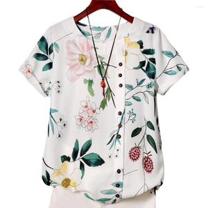 Women's T Shirts Women T-shirt O-neck Short Sleeve Pullover Tops Pint Loose Tee Shirt Clothing 2024