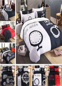 4 pcs Bedding Set for Couple Lover His Side Her Couple Home textiles Soft Duvet Cover with Pillowcases3714995