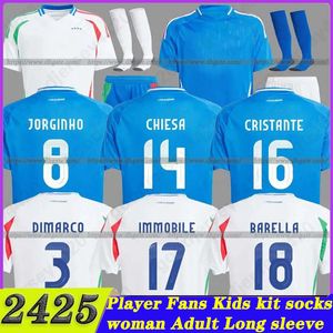 24 25 Chiesa Soccer Jerseys 2024 Home and Away Raspadori Verratti Barella Shirt Totti Lorenzo Politano Special Miretti Football Asiform