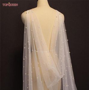 Giacche di involucri G41 Cape velo da sposa con pettinatura a scialle di perle per abiti da sposa Tulle Summer4235691