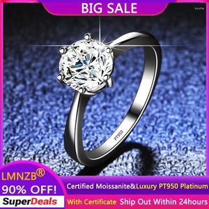 Cluster Rings Luxury PT950 Platinum Bride Eternity Wedding Band Round VVS 1CT 2CT Moissanite Diamond Women's Fine Jewelry Gift