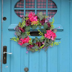 Dekorativa blommor konstgjorda kranspion pester rose girland ytterdörren hängande med löv vinkälla sommar för bondgård kontor hem bröllop