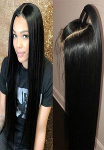 Black Black 1b Meld Long Long Silky reto reto perucas com cabelos com cabelos de bebê resistentes à renda sintética de perucas frontais para BLA4346928