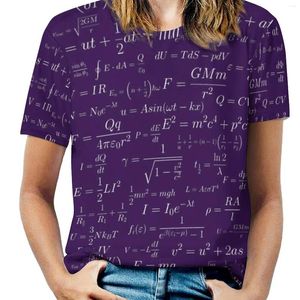 女性のTシャツ物理学-紫色の女性Tシャツクルーネックカジュアルトップスマーサマーティー物理学方程式科学オタクオタク大学