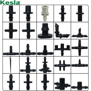 Kits KESLA Garden Water Connector Drip Irrigation for 1/4'' & 1/8'' Tubing Hose Accessories Joint Barbed Tees Cross Eng Plug Adaptors