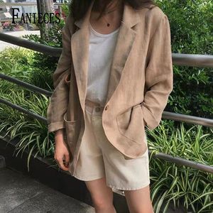 Casual Office Lady Single Button Thin Blazer Vintage Women Fashion Long Sleeve In Coats Jackets Outerwear Tops 240424