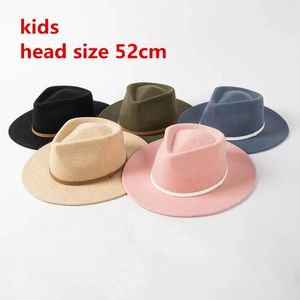 Berets 202403-HH3023B ins Winter Wool Solid Kids 52 см. Размер головы Детский ремень Fedoras Cap Mob