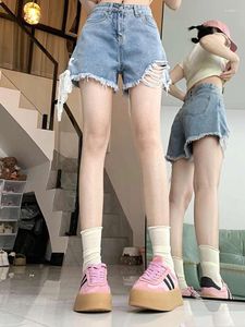Jeans femminile Ins Summer Women Design Sense ad alta vita in alto gamba di nicchia in denim cinghia coreano Slimming Lady Oversize