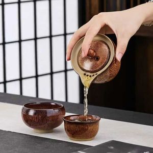 Conjuntos de chá de teaware Conjunto de chá de viagens de cerâmica 1 bule 2 xícaras de copos de café conjunto de gaiwan shu puer buer para ferver xícaras de chaleiras e canecas de chá de chá de água