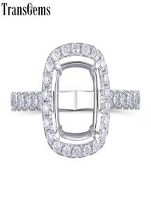 Transgems 14k White Gold Halo Type Ring Semi Mount Without A 79mm Cushion Gemstone But With Moissanite Accents Customized Ring Y14118371