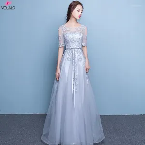 Party Dresses VOLALO Women Ever Pretty Elegant A-Line O-Neck Flower Formal Evening Dress Gowns Robe De Femme 2024 Summer