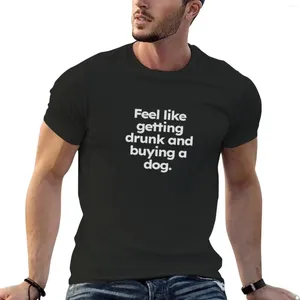 Os polos masculinos sentem vontade de ficar bêbados e comprar um cachorro.Camiseta camisetas vintage alfândegas projetar suas próprias camisetas gráficas de homens