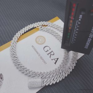 Kubansk halsbandspass Diamond Test 8-14mm bred GRA Moissanite Diamond 18K Gold Sterling Silver Cuban Link Chain For Men Hip Hop Necklace